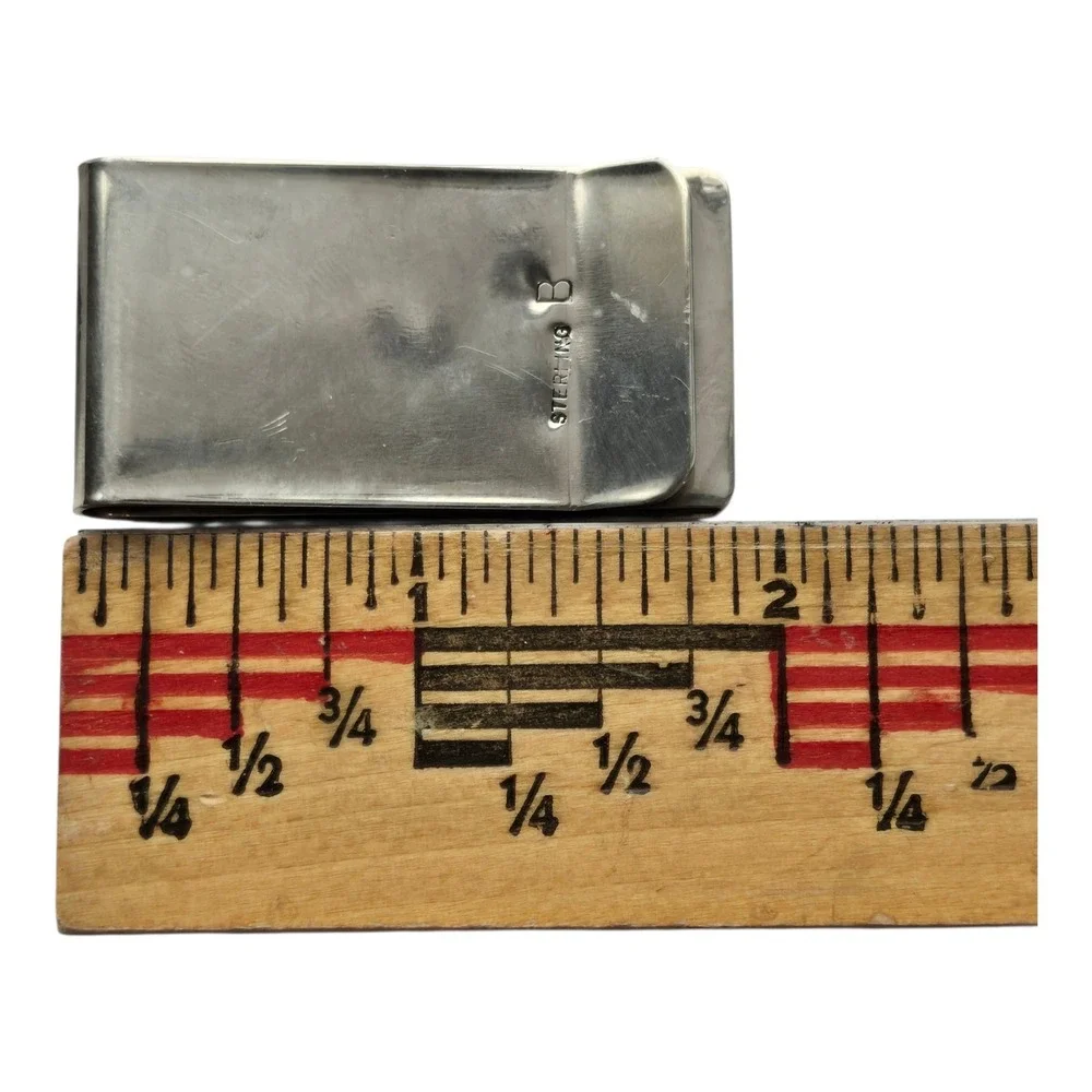 Native American Sterling Silver Bear Claw Overlay Money Clip Hallmark B 24.9g